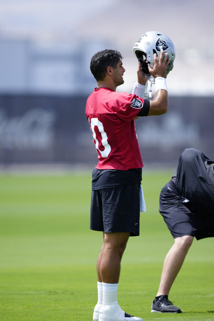 View photos from Day 11 of Las Vegas Raiders Training Camp on Wednesday, August 9, 2023, featuring Jimmy Garoppolo, Davante Adams, Maxx Crosby, Aidan O’Connell and more.