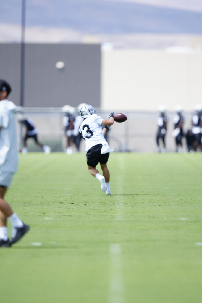 View photos from Day 11 of Las Vegas Raiders Training Camp on Wednesday, August 9, 2023, featuring Jimmy Garoppolo, Davante Adams, Maxx Crosby, Aidan O’Connell and more.