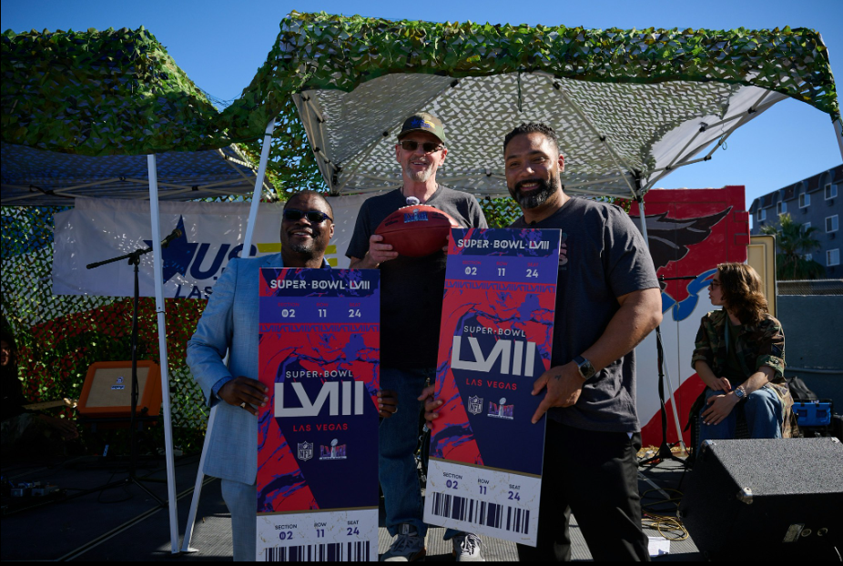 LVSBHC and Teyo Johnson surprised veterans with Super Bowl LVIII tickets