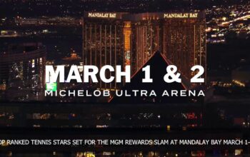 The MGM Rewards Slam”: MGM Resorts International will welcome the world’s No. 1 men’s and women’s tennis players, along with other highly ranked professionals, to the sports and entertainment capital of the world Saturday, March 1 and Sunday, March 2 when “The MGM Rewards Slam” takes center court inside Michelob ULTRA Arena at Mandalay Bay Resort and Casino.