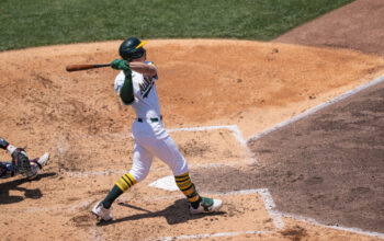 Athletics 1B/OF Tyler Soderstrom swings the bat in June 2025