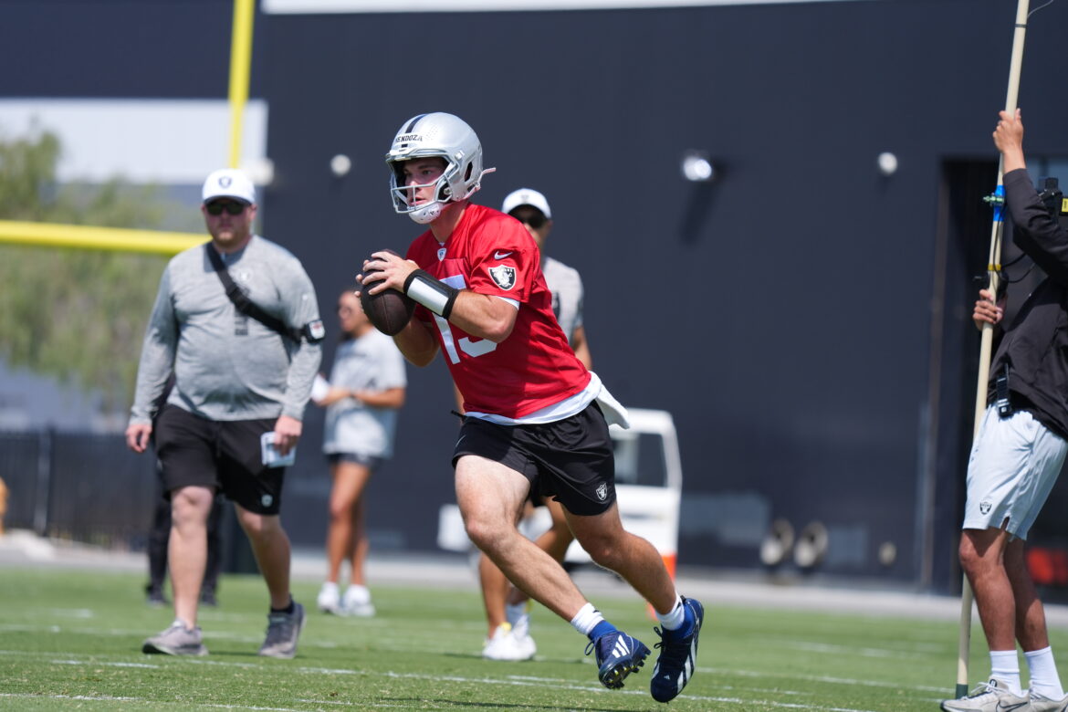 Las Vegas Raiders Rookie Minicamp Highlights : Fernando Mendoza on the Practice Field as a Raider