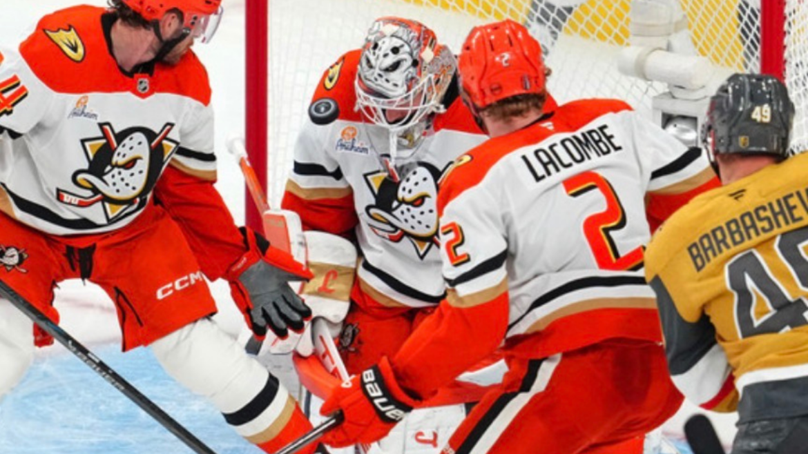 Ducks Shut Down Golden Knights 3-1 Behind Dostal’s Solid Performance, Series Tied 1-1